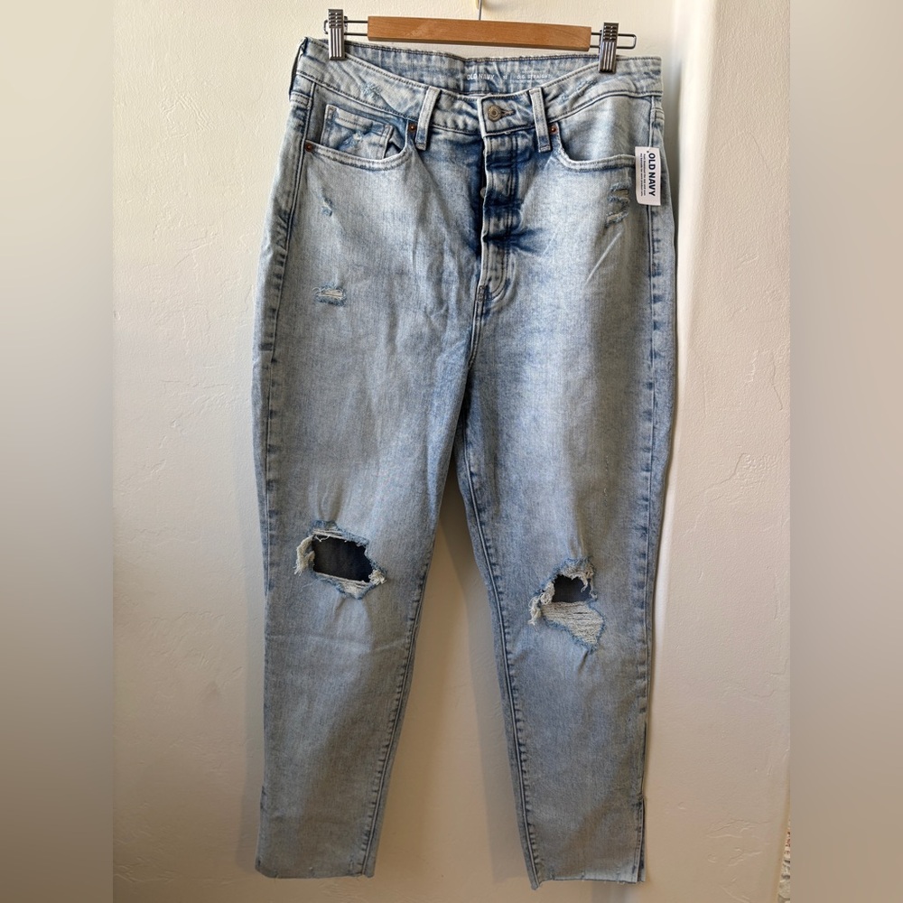 Old Navy Blue High Rise Jeans with Distressed Details